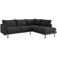 ECKSOFA Samos Dunkelgrau Flachgewebe  - Dunkelgrau/Schwarz, Design, Textil/Metall (267/204cm) - Livetastic