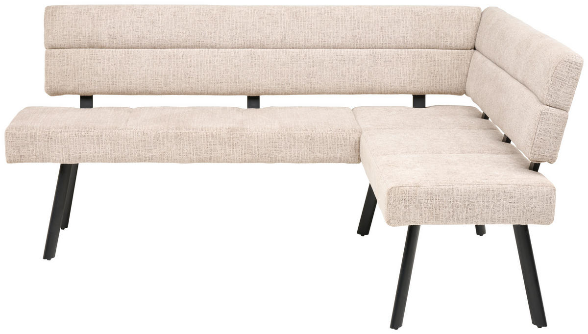 ECKBANK 190/150 cm Webstoff Beige   - Beige/Schwarz, KONVENTIONELL, Textil/Metall (190/150cm) - MID.YOU
