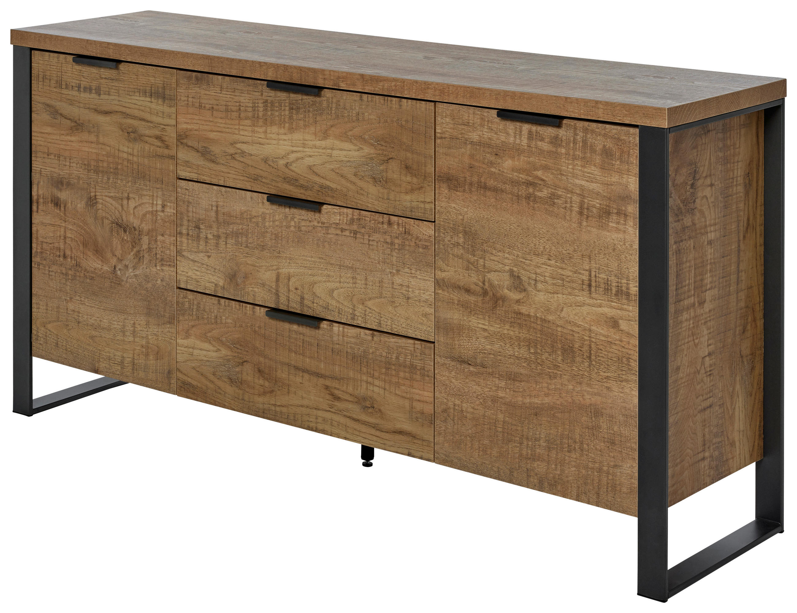 SIDEBOARD  150/76,2/39,5 cm 3 Schublade(n)  - Eichefarben/Anthrazit, MODERN, Holzwerkstoff/Metall (150/76,2/39,5cm) - MID.YOU