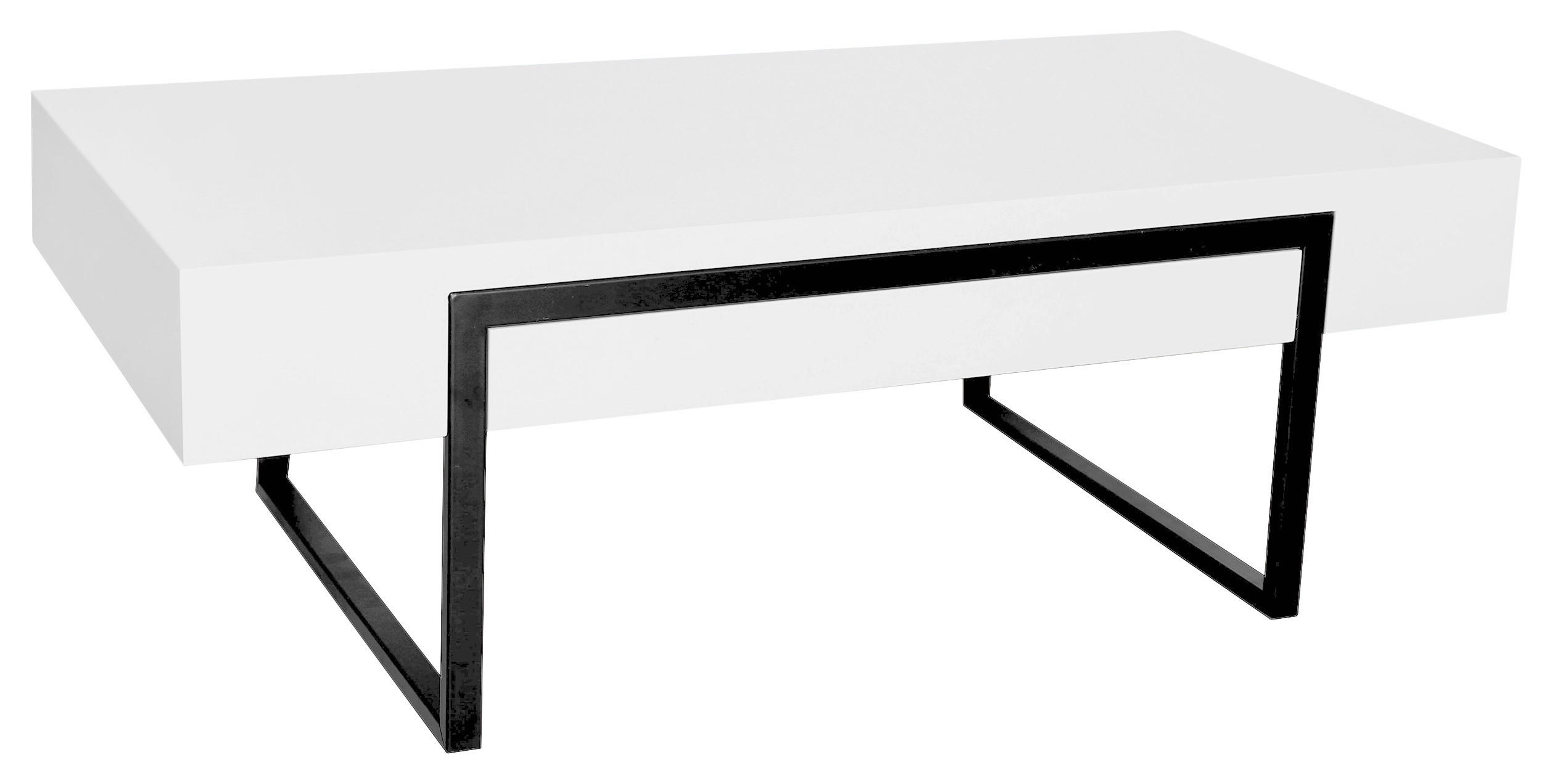 COUCHTISCH 120/60/42 cm  in Metall, Holzwerkstoff Stauraum, einfacher Aufbau  - Schwarz/Weiß, Design, Holzwerkstoff/Metall (120/60/42cm) - Novel