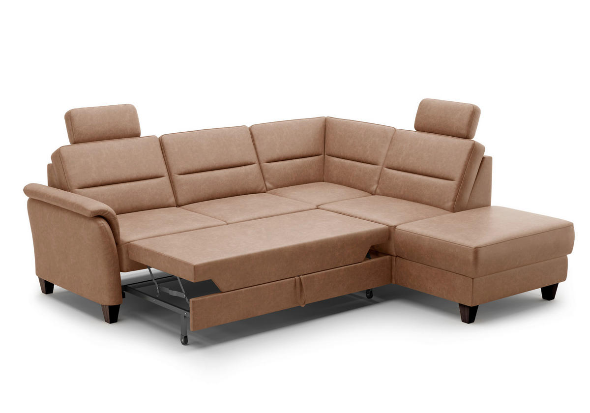 ECKSOFA PALMERA V Cognac Mikrofaser  - Wengefarben/Cognac, KONVENTIONELL, Holz/Textil (236/212cm) - Sit & More