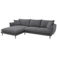 ECKSOFA  in Webstoff Dunkelgrau  196/304 cm  - Dunkelgrau/Schwarz, KONVENTIONELL, Textil/Metall (196/304cm) - Hom`in