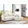 ECKSOFA Creme Plüsch Zierkissen, Rückenkissen, Bettkasten, Schlaffunktion, Rücken echt, Liegefläche im Originalstoff  - Creme/Schwarz, KONVENTIONELL, Kunststoff/Textil (253/192cm) - Carryhome