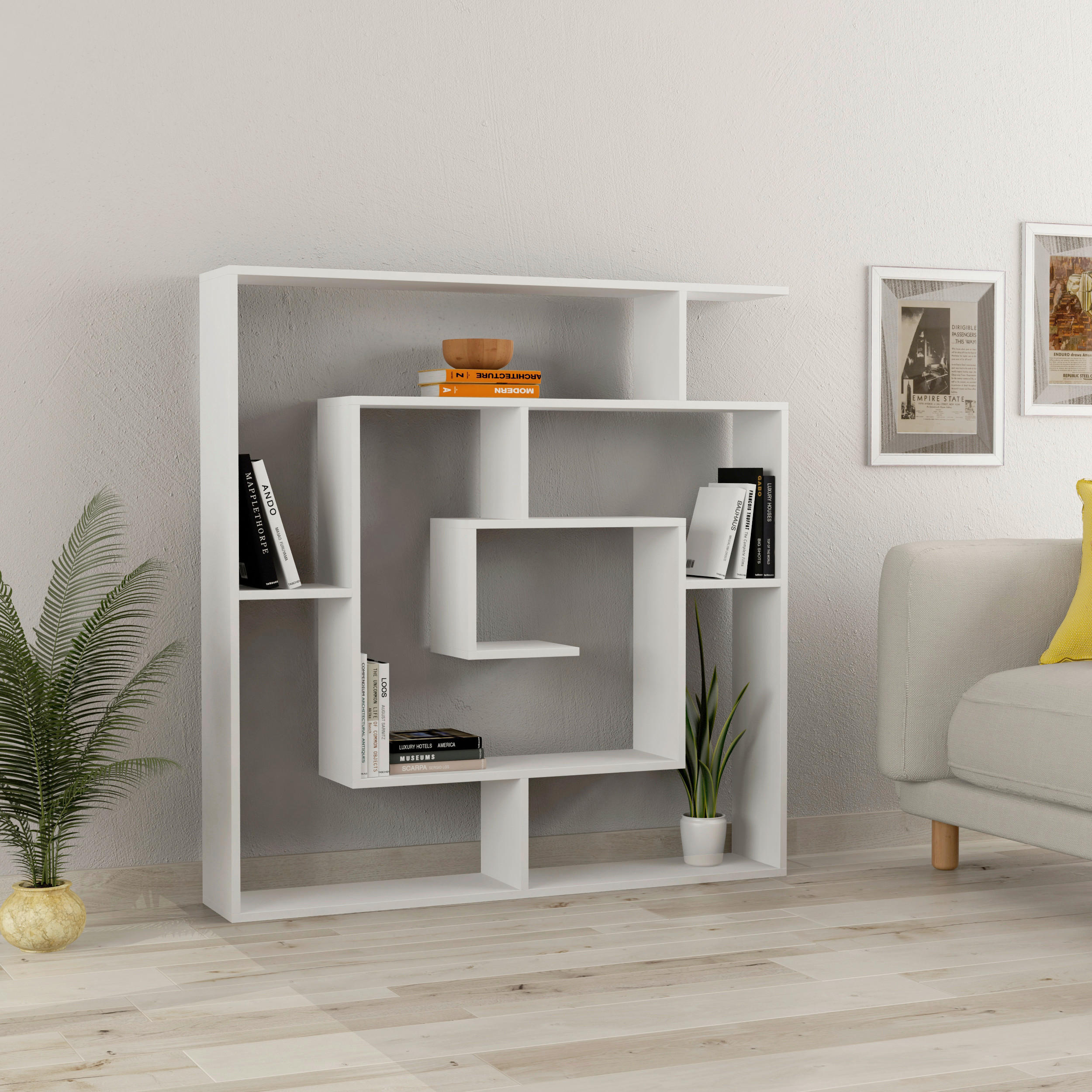 BOKHYLLA i 125/129/22 cm vit  - vit, Design, trämaterial (125/129/22cm) - Livetastic
