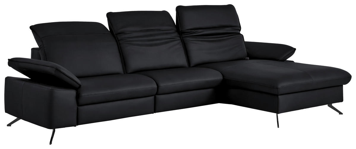 ECKSOFA  Echtleder Anthrazit  - Anthrazit/Schwarz, Design, Leder/Metall (307/169cm) - Beldomo Premium