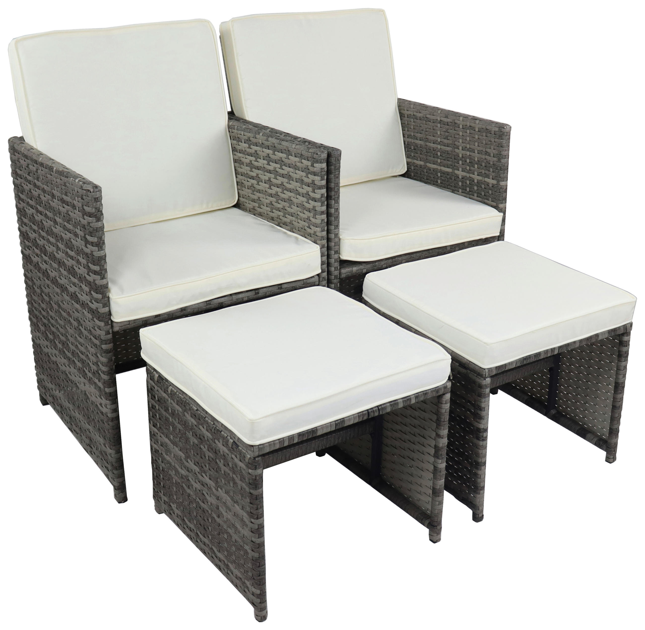 GARTENSESSEL-SET Stahl Grau  - Weiß/Grau, MODERN, Kunststoff/Textil (53/84/53cm) - Ambia Garden