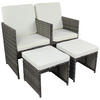 GARTENSESSEL-SET Stahl Grau  - Weiß/Grau, MODERN, Kunststoff/Textil (53/84/53cm) - Ambia Garden