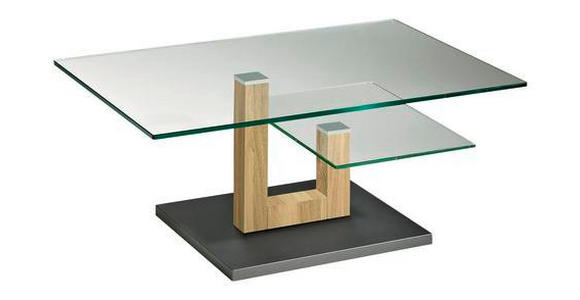 COUCHTISCH Eiche massiv ESG, Klarglas 90/60/43 cm rechteckig Anthrazit, Eichefarben  - Eichefarben/Anthrazit, Basics, Glas/Holz (90/60/43cm) - Novel