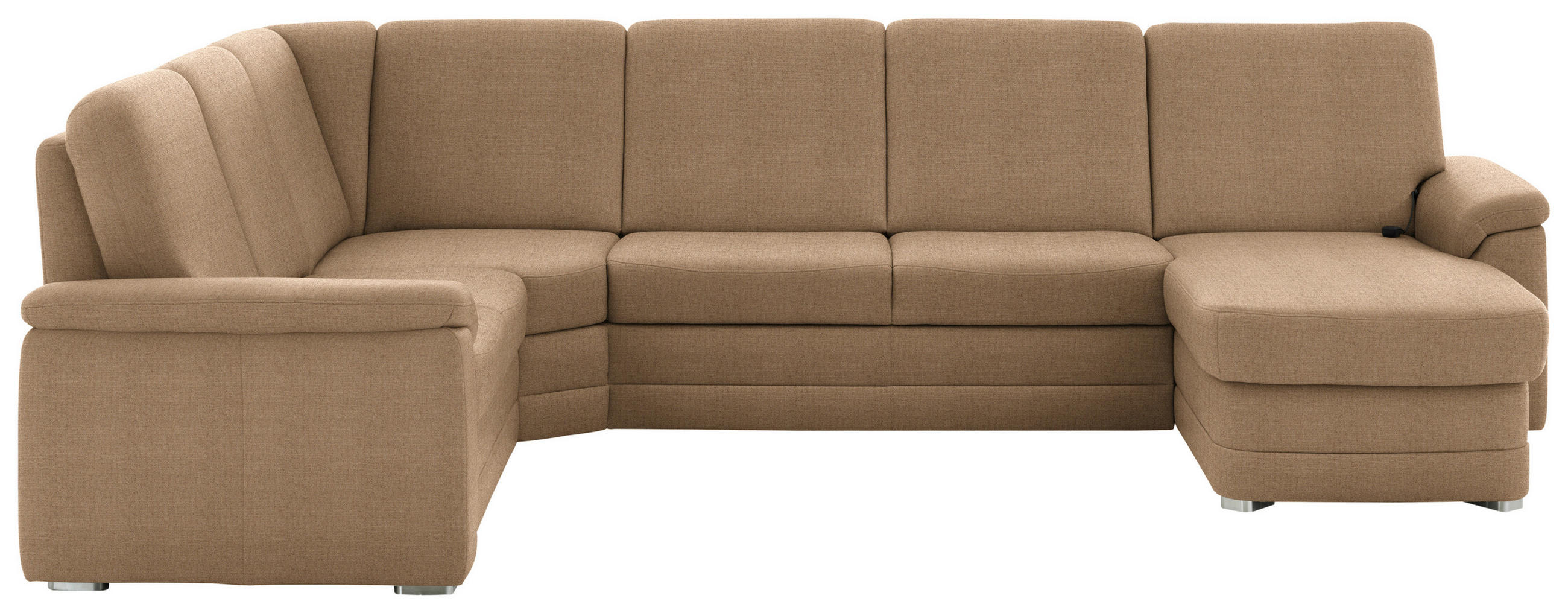 WOHNLANDSCHAFT Chenille Altrosa, Hellbraun  - Hellbraun/Alufarben, Konventionell, Holz/Textil (235/329/160cm) - Beldomo Comfort