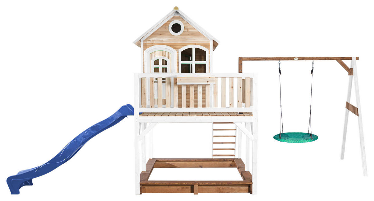 SPIELTURM 613/291/277 cm  - Blau/Braun, KONVENTIONELL, Holz (613/291/277cm) - Ambia Garden