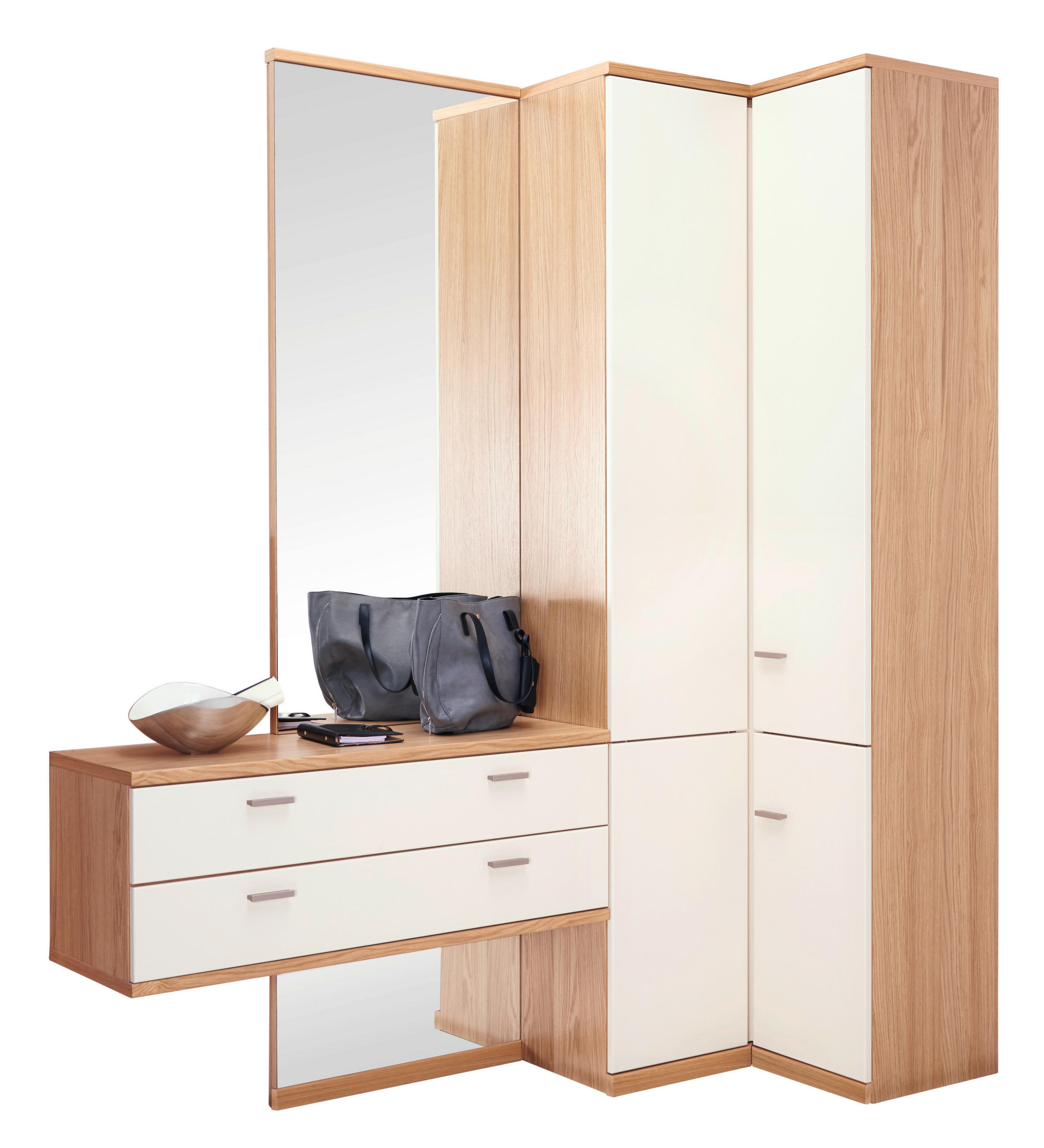 GARDEROBE 3-teilig  in 182,1/218,3/39,1 cm  - Eichefarben/Creme, Design, Holz/Holzwerkstoff (182,1/218,3/39,1cm) - Invivus