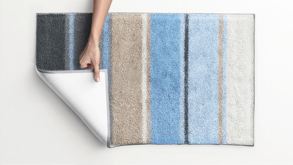 BADEMATTE Blau 60/90 cm  - Blau, Design, Kunststoff/Textil (60/90cm) - Grund