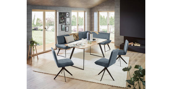 ECKBANK 243/163 cm in Anthrazit, Schwarz, Eichefarben - Eichefarben/Anthrazit, Design, Holz/Textil (243/163cm) - Voleo