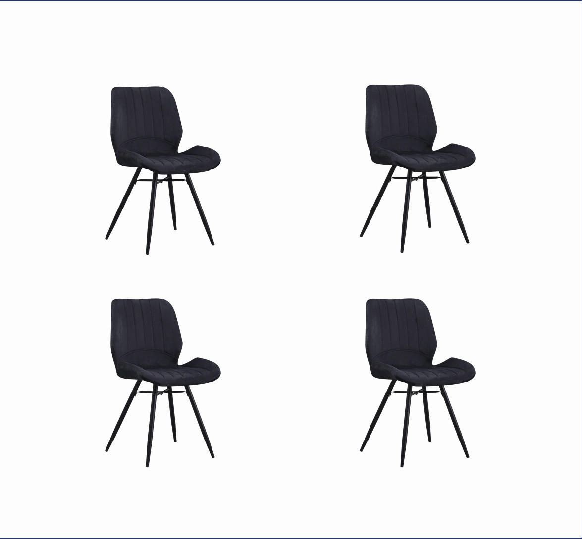 STUHL-SET 4 Stück  in Samt  - Schwarz, MODERN, Textil/Metall (47/82/55cm) - MID.YOU