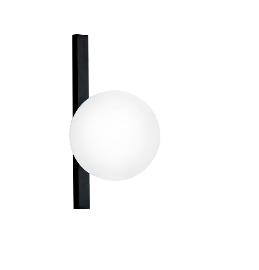 WANDLEUCHTE 28/14 cm   - Schwarz/Weiß, KONVENTIONELL, Glas/Metall (28/14cm)