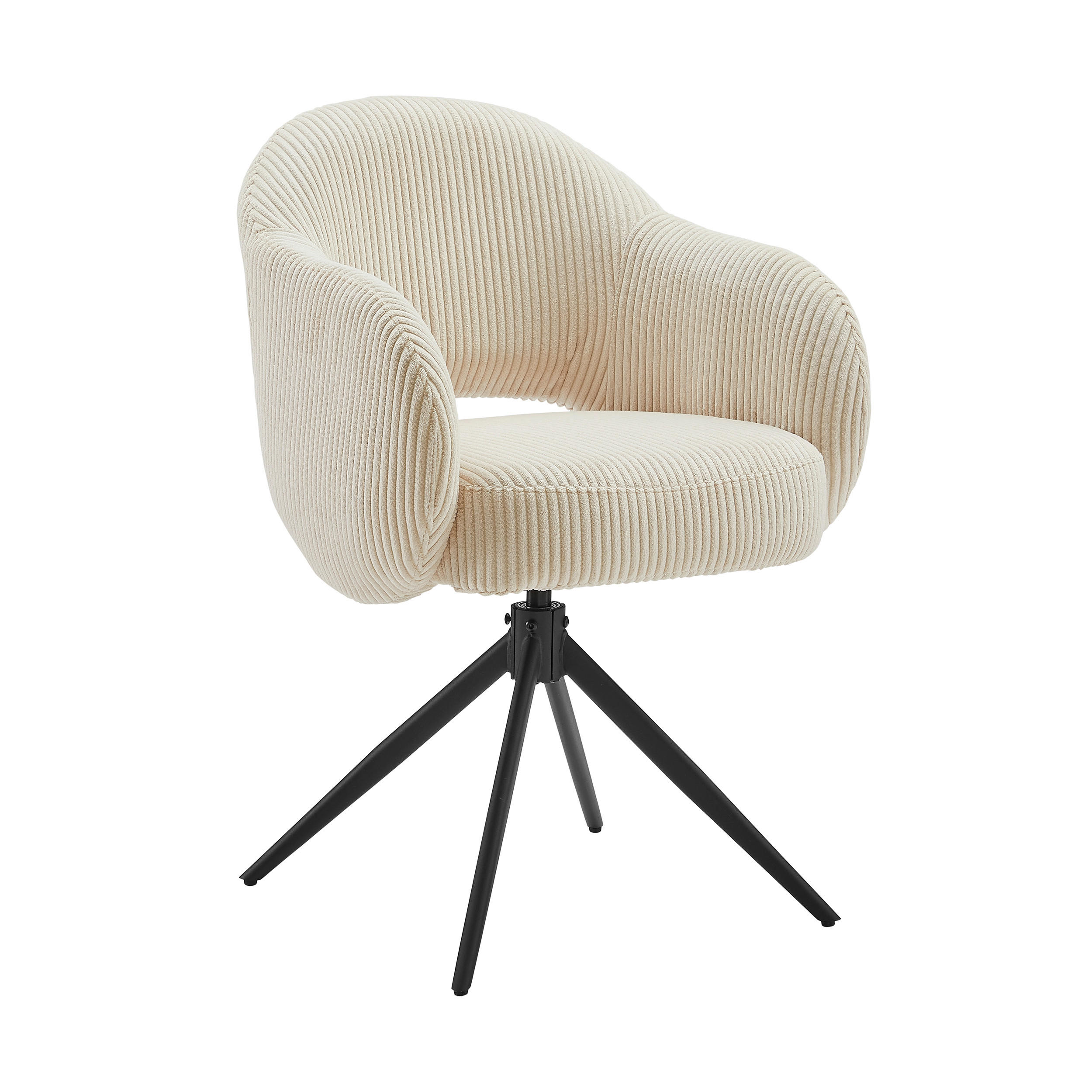 ARMLEHNSTUHL  Sitzfläche 360° drehbar Cord  Schwarz, Beige  - Beige/Schwarz, MODERN, Textil/Metall (58/84/60cm) - MID.YOU