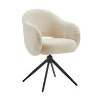 ARMLEHNSTUHL  Sitzfläche 360° drehbar Cord  Schwarz, Beige  - Beige/Schwarz, MODERN, Textil/Metall (58/84/60cm) - MID.YOU