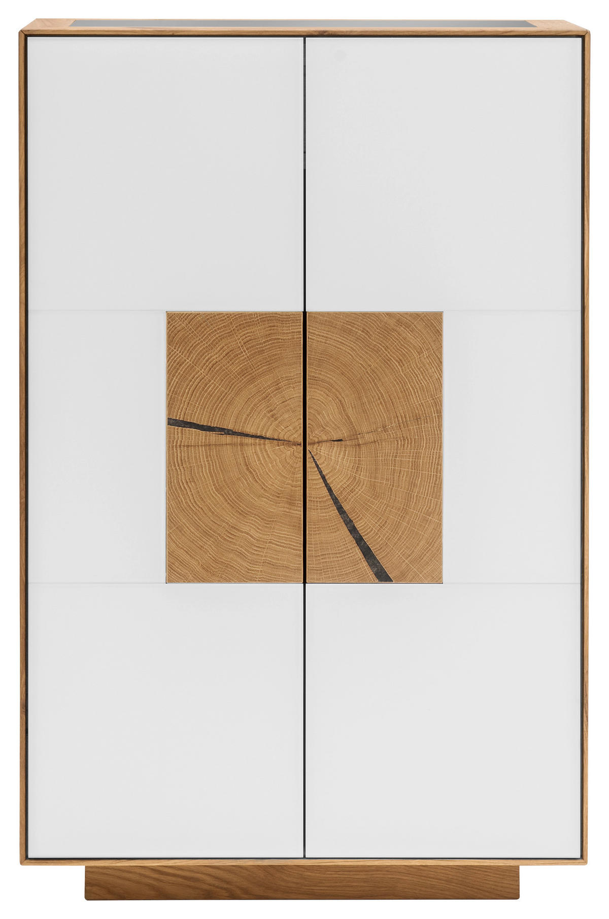 SCHUHSCHRANK Asteiche massiv Weiß, Eichefarben  - Eichefarben/Weiß, MODERN, Glas/Holz (72/112/37cm) - Linea Natura