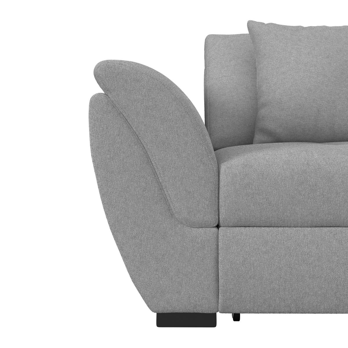 ECKSOFA in Webstoff Grau  - Schwarz/Grau, Design, Kunststoff/Textil (278/187cm) - Livetastic