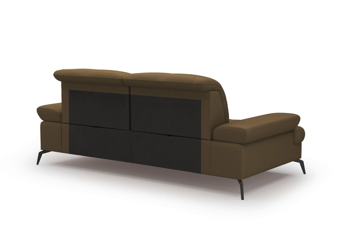 3-SITZER-SOFA in Vliesstoff Kombination Echtleder/Stoff Olivgrün  - Schwarz/Olivgrün, Konventionell, Leder/Textil (212/90/122cm) - Sit & More