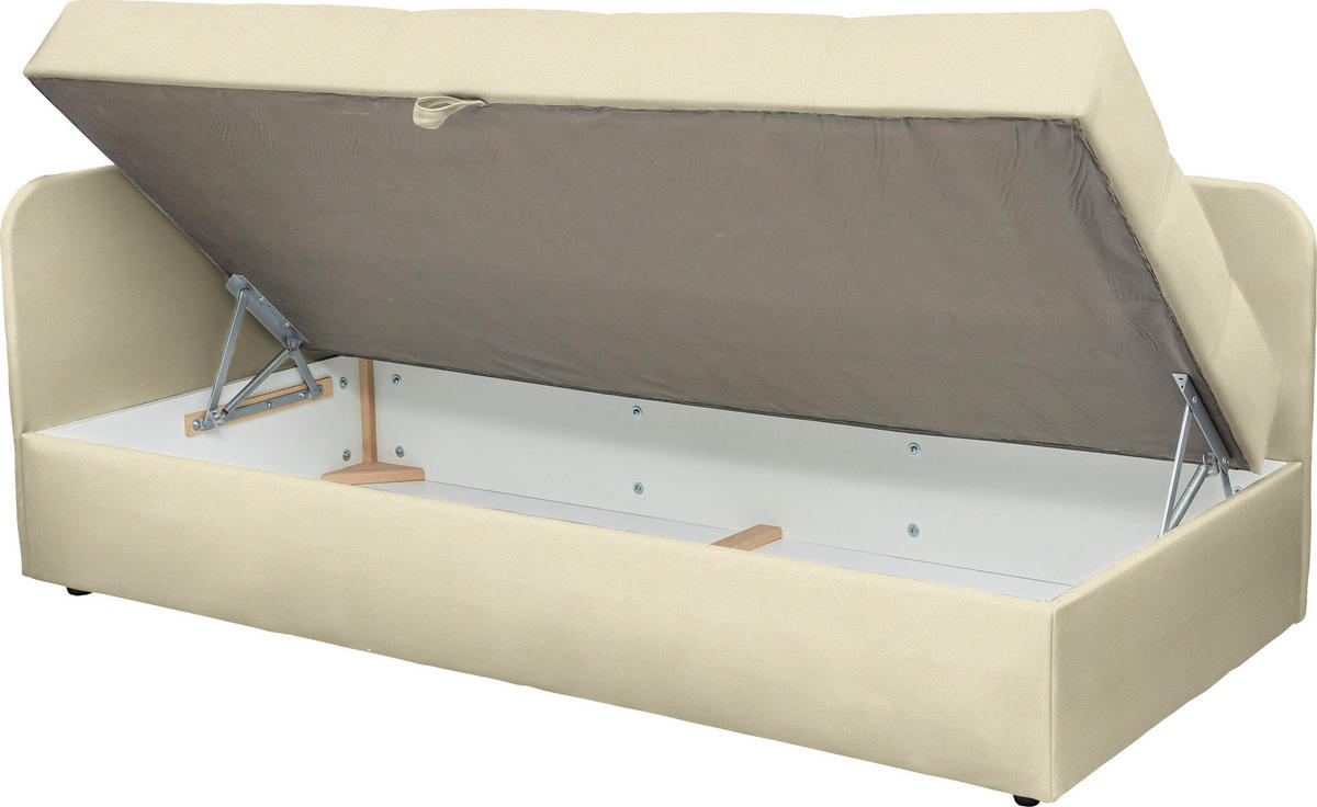 LEŽALNIK,  krem barve tekstil - črna/siva, Basics, umetna masa/tekstil (205/90/95cm) - Xora