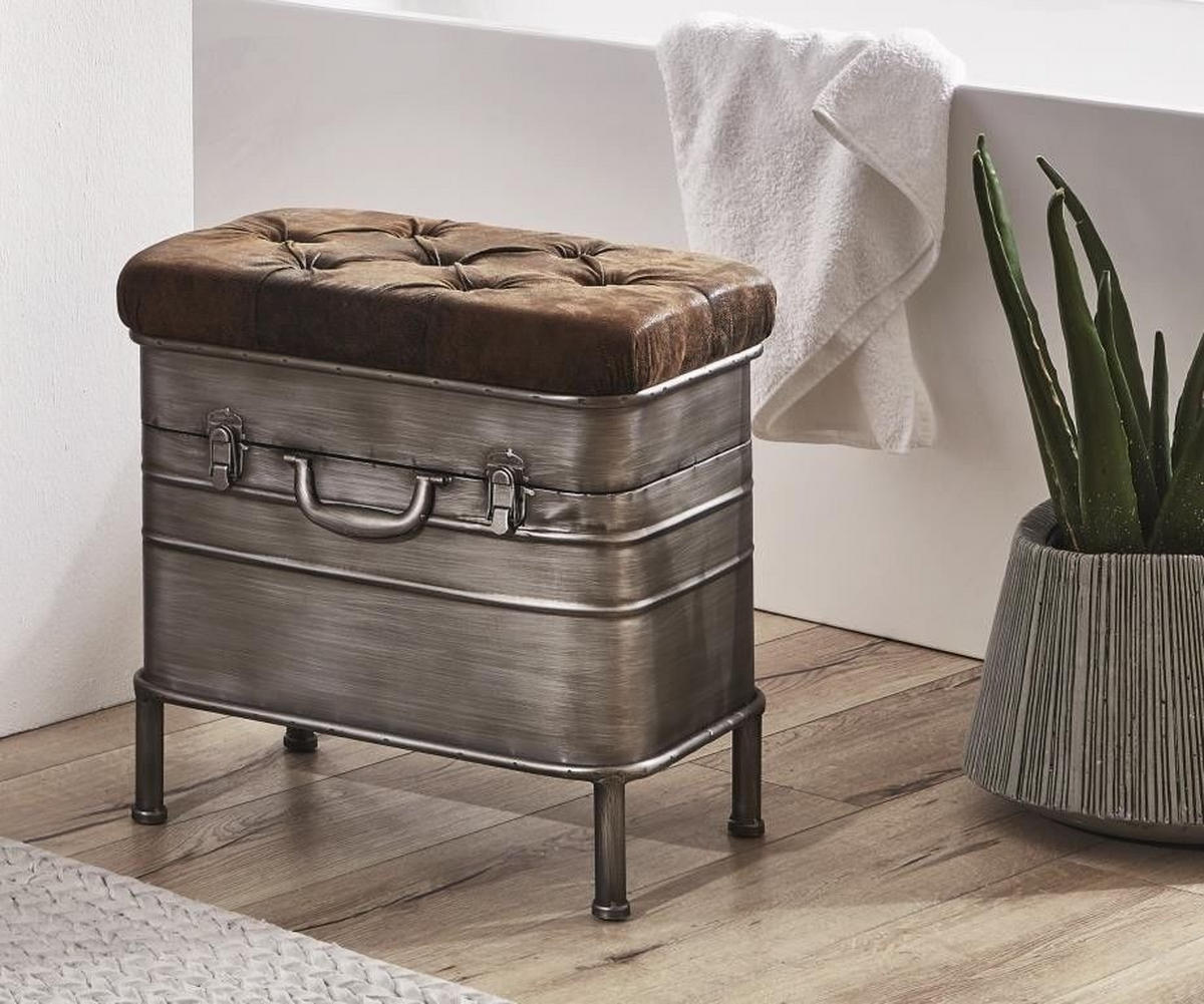 TABURE 51/48/34 cm  antracit, braon  - braon/antracit, Moderno, metal/tekstil (51/48/34cm)