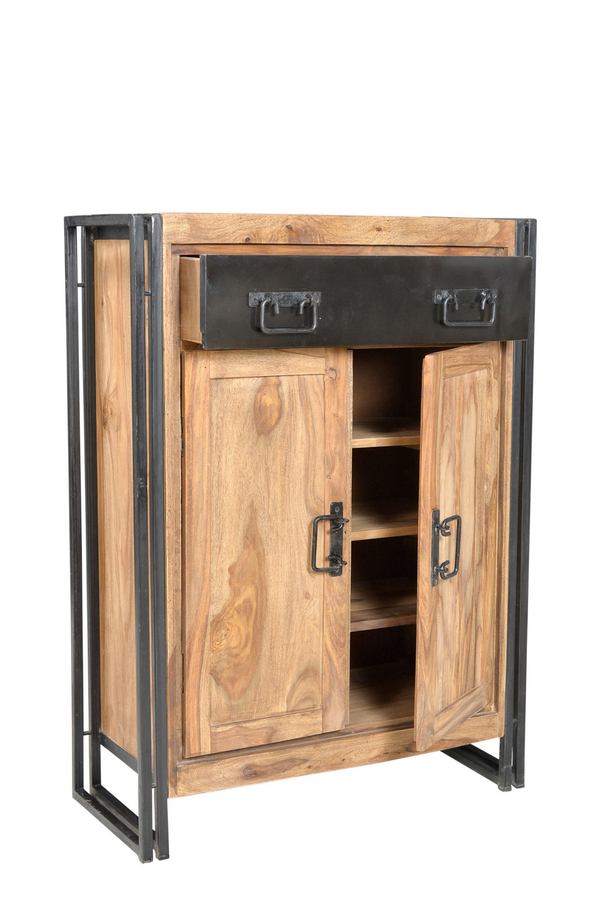 HIGHBOARD  75/110/35 cm 1 Schublade(n)  - Schwarz/Naturfarben, Design, Holz/Metall (75/110/35cm) - MID.YOU