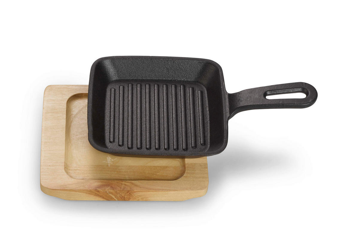 SERVIERPFANNE Emaille  - Schwarz, Basics, Metall (22,2/13,6/2,2cm) - Echtwerk