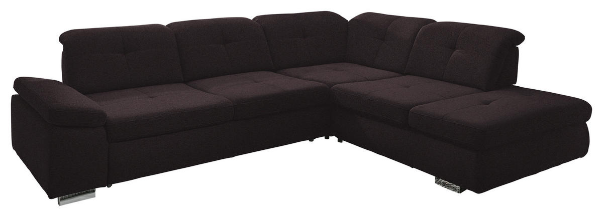 ECKSOFA  in Mikrofaser Mokka  312/260 cm  - Chromfarben/Mokka, Design, Textil/Metall (312/260cm) - Beldomo Style