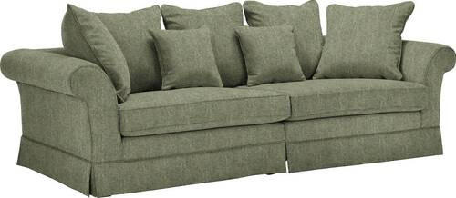 BIGSOFA in Flachgewebe Olivgrün  - Dunkelbraun/Olivgrün, Trend, Holz/Textil (264/70/111cm) - MID.YOU