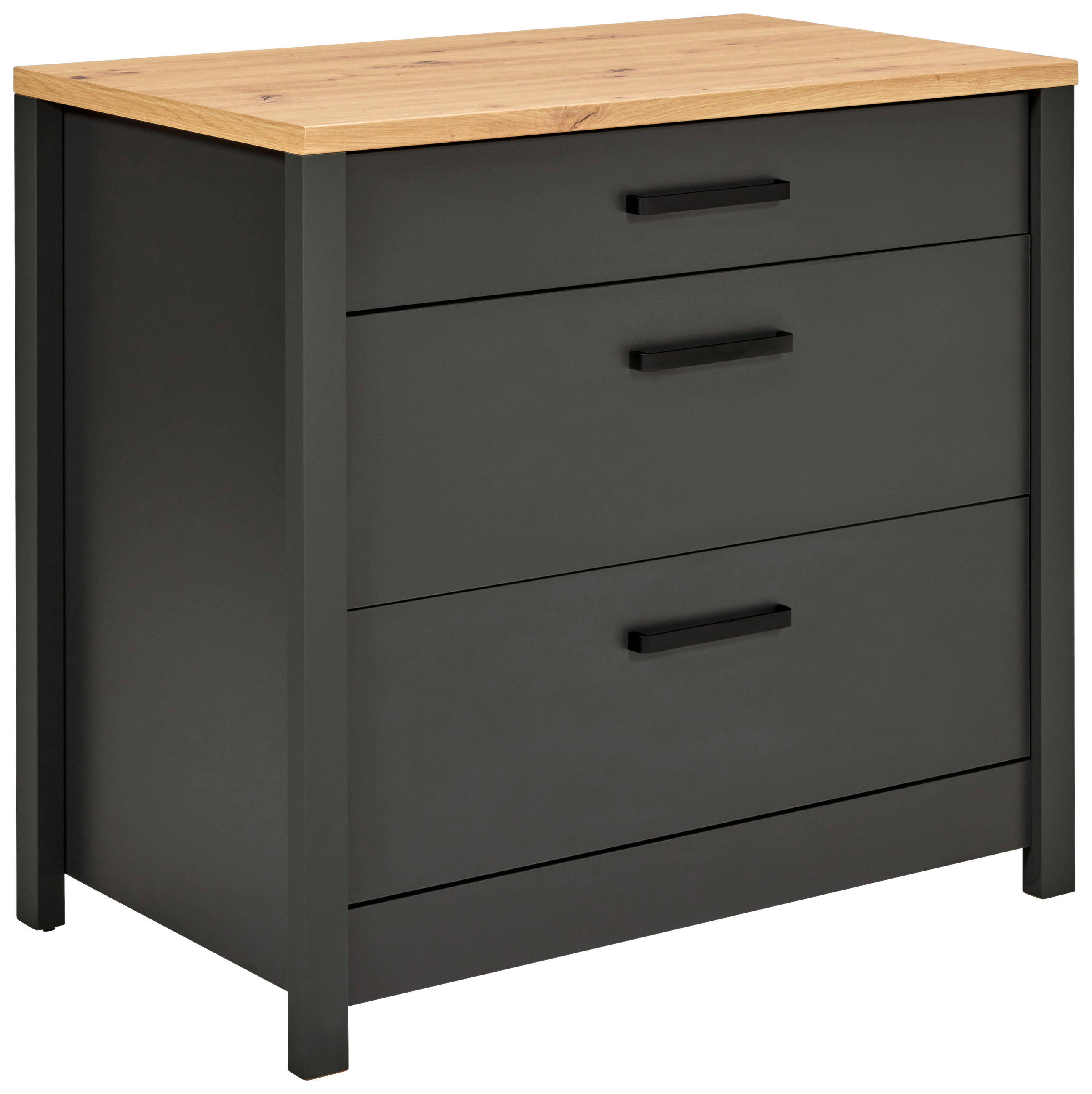 SCHUBKASTENUNTERSCHRANK 100/92/60 cm  in Anthrazit  - Anthrazit/Schwarz, MODERN, Holzwerkstoff/Metall (100/92/60cm) - home24