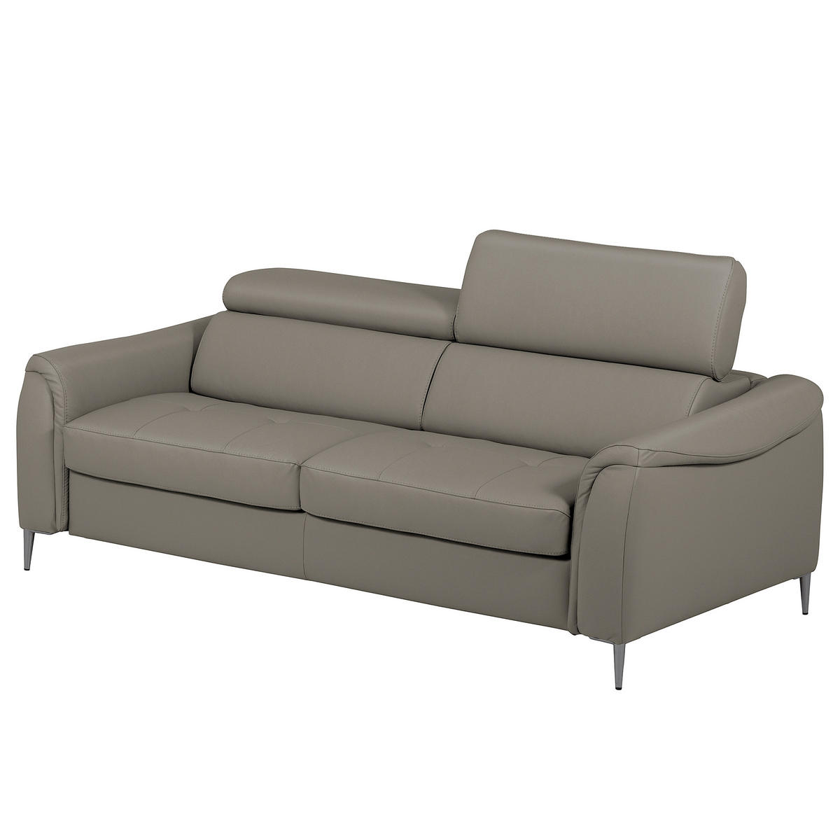 SCHLAFSOFA PAFOS Schlammfarben Echtleder Lederlook  - Schlammfarben/Schwarz, Design, Leder/Textil (203/77-98/103cm) - MID.YOU