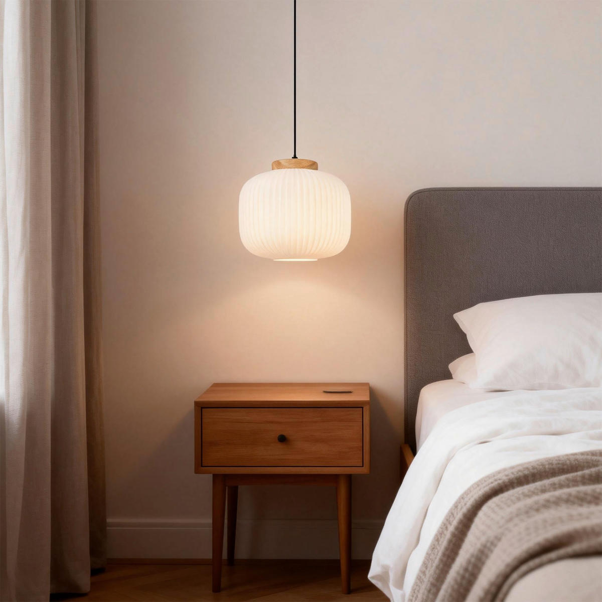 HÄNGELEUCHTE 25/120 cm  - Weiß, Trend, Glas/Holz (25/120cm) - Collet's Monde