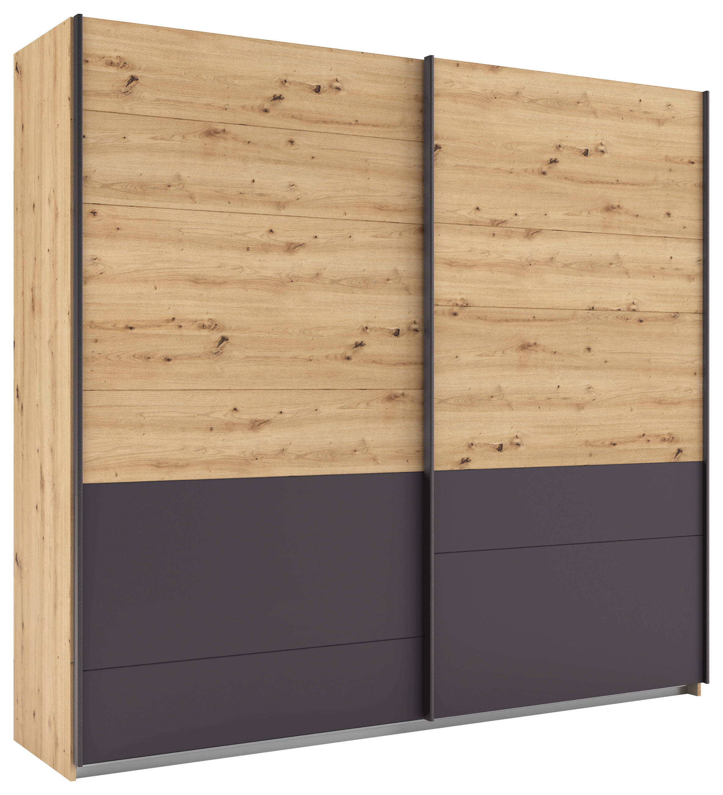 SCHWEBETÜRENSCHRANK 226/210/62 cm 2-türig Grau, Eiche Artisan  - Eiche Artisan/Grau, Design, Holzwerkstoff/Metall (226/210/62cm) - Rauch Möbel
