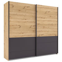 SCHWEBETÜRENSCHRANK 226/210/62 cm 2-türig Grau, Eiche Artisan  - Eiche Artisan/Grau, Design, Holzwerkstoff/Metall (226/210/62cm) - Rauch Möbel