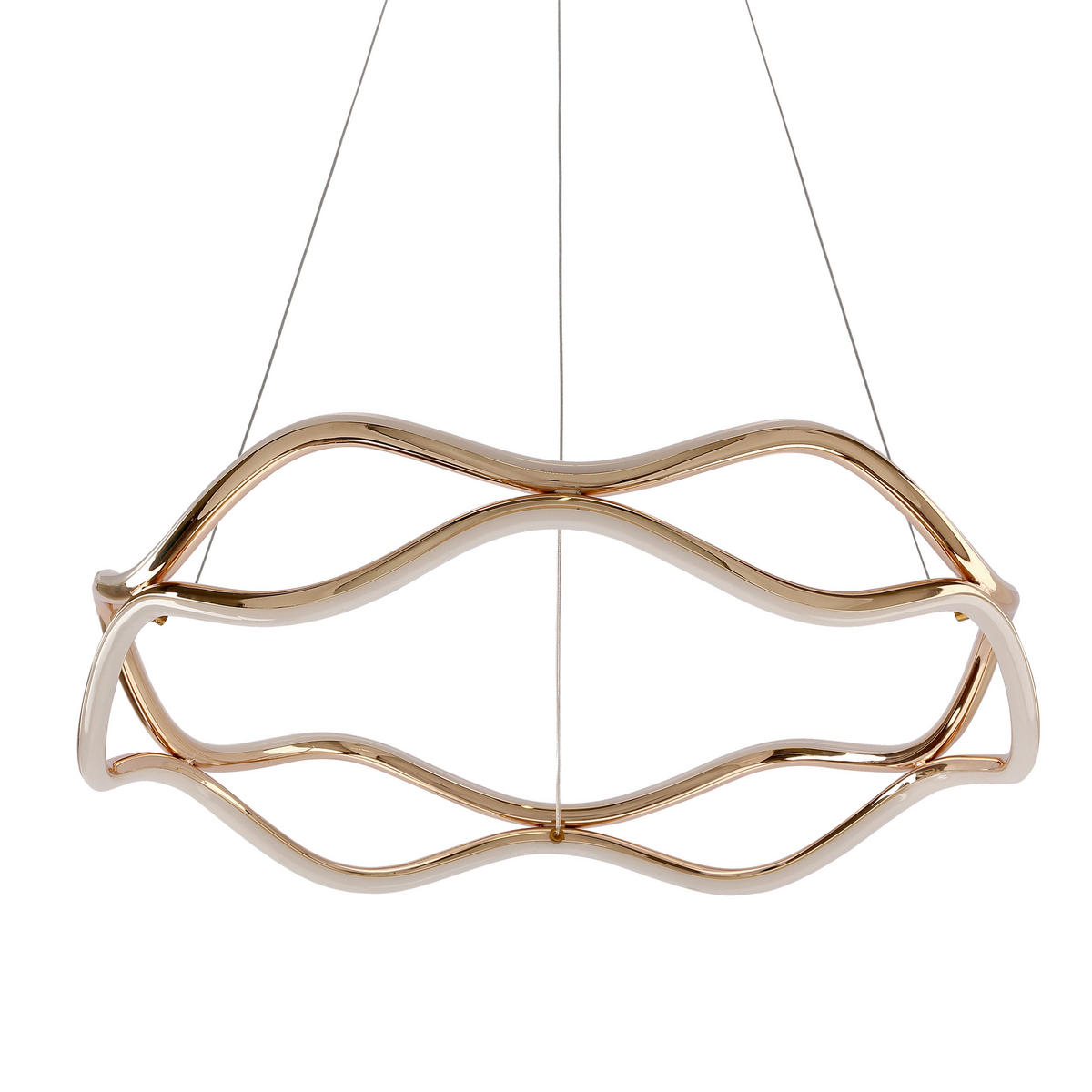 LED-PENDELLEUCHTE 50/50/100 cm  - Weiß/Bronzefarben, Design, Kunststoff/Metall (50/50/100cm)