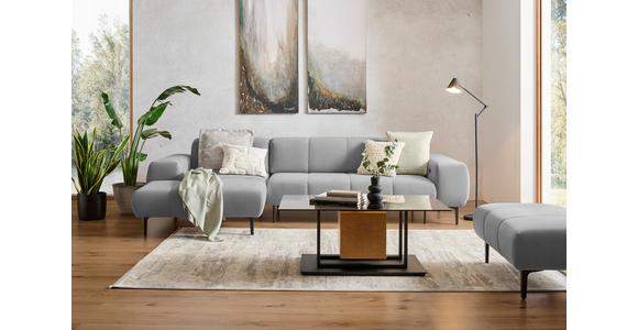 ECKSOFA in Chenille Greige  167/311 cm  - Greige/Schwarz, Design, Textil/Metall (167/311cm) - Xora