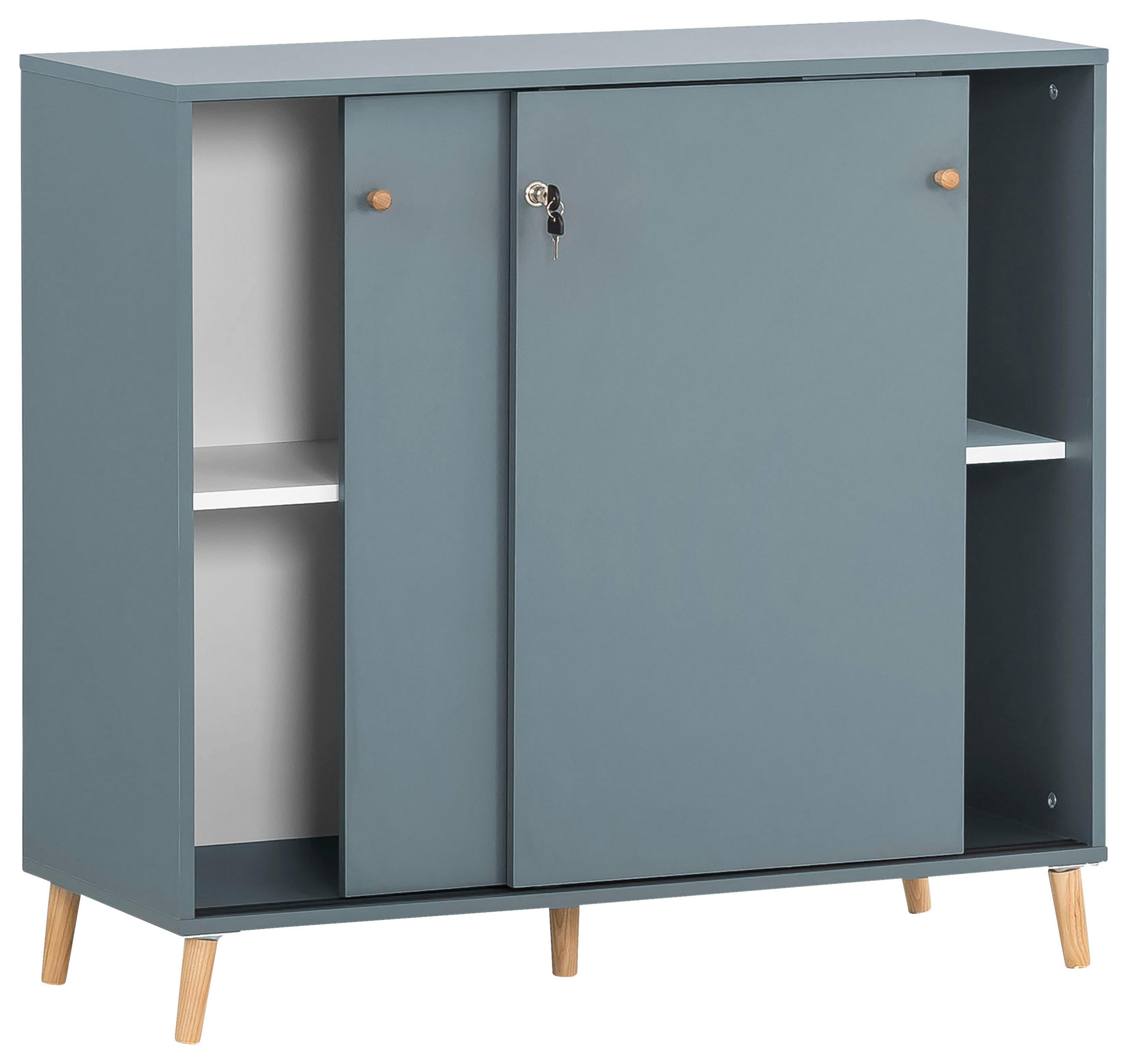 AKTENSCHRANK Blau  - Blau, MODERN, Holzwerkstoff (100,1/92,6/41cm) - MID.YOU