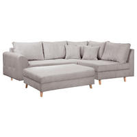 ECKSOFA inkl. Hocker Ariella in Cord Grau Rückenkissen, Hocker  231/161 cm  - Naturfarben/Grau, Design, Holz/Textil (231/161cm) - P & B
