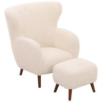 SESSELSET in Teddystoff Weiß  - Kastanienfarben/Weiß, Design, Holz/Textil (90/98/88cm) - Livetastic