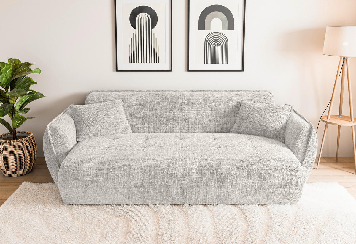 VIERSITZER-SOFA Nelia Chenille Beige  - Beige/Schwarz, Design, Kunststoff/Textil (250/81/114cm) - P & B