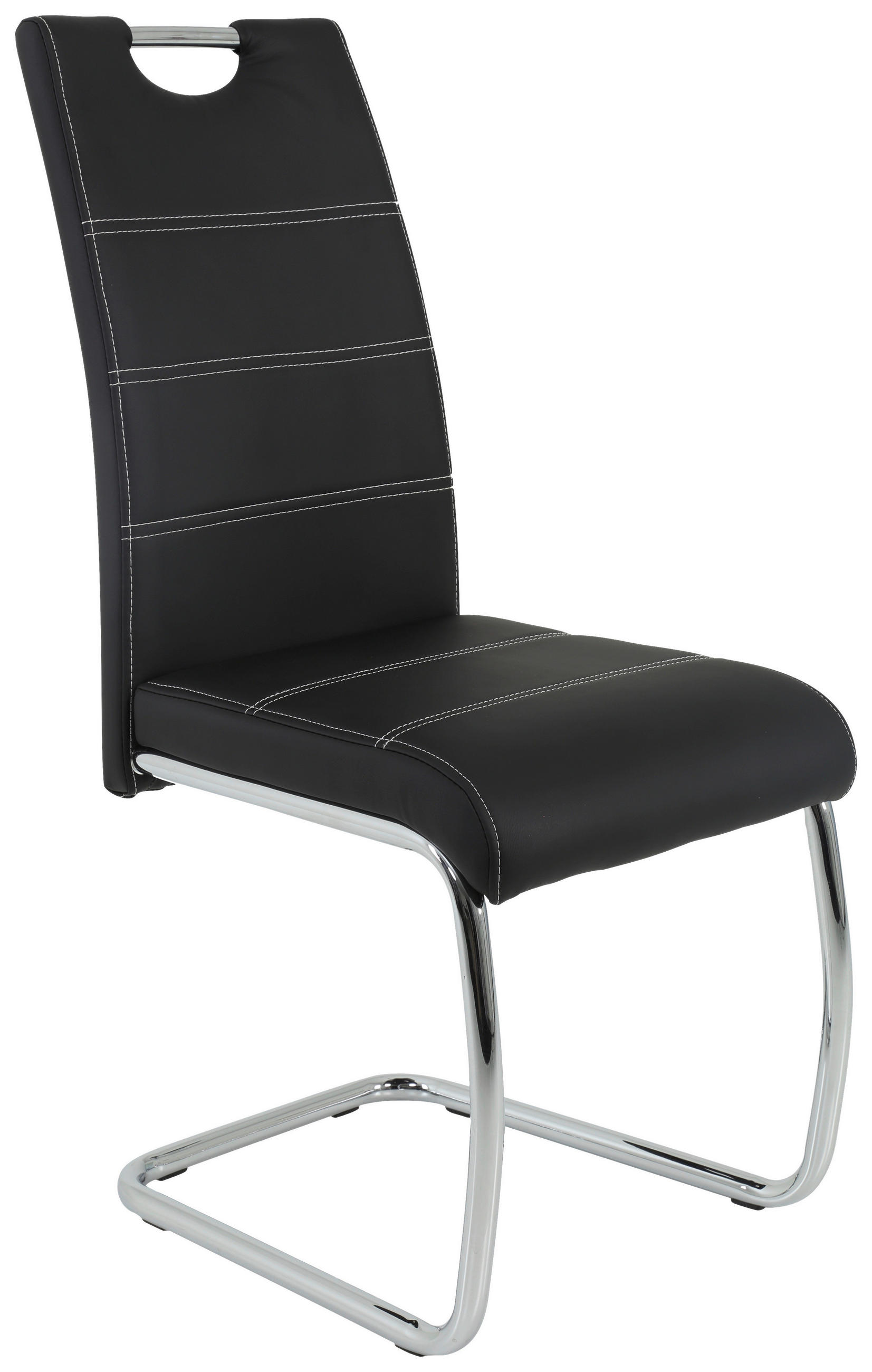 SCHWINGSTUHL  in Lederlook  - Chromfarben/Schwarz, Design, Textil/Metall (43/98/59cm) - Carryhome