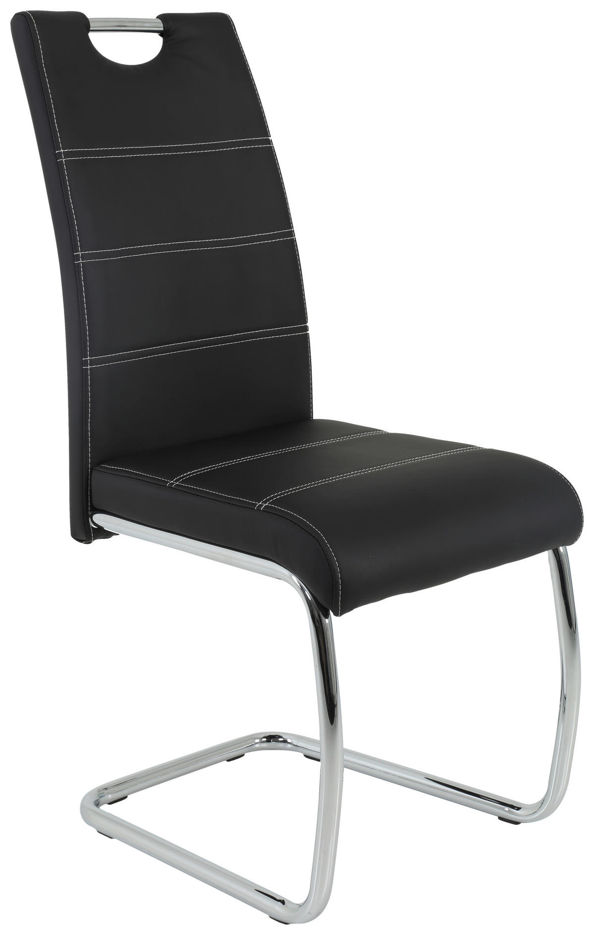 SCHWINGSTUHL  in Lederlook  - Chromfarben/Schwarz, Design, Textil/Metall (43/98/59cm) - Carryhome