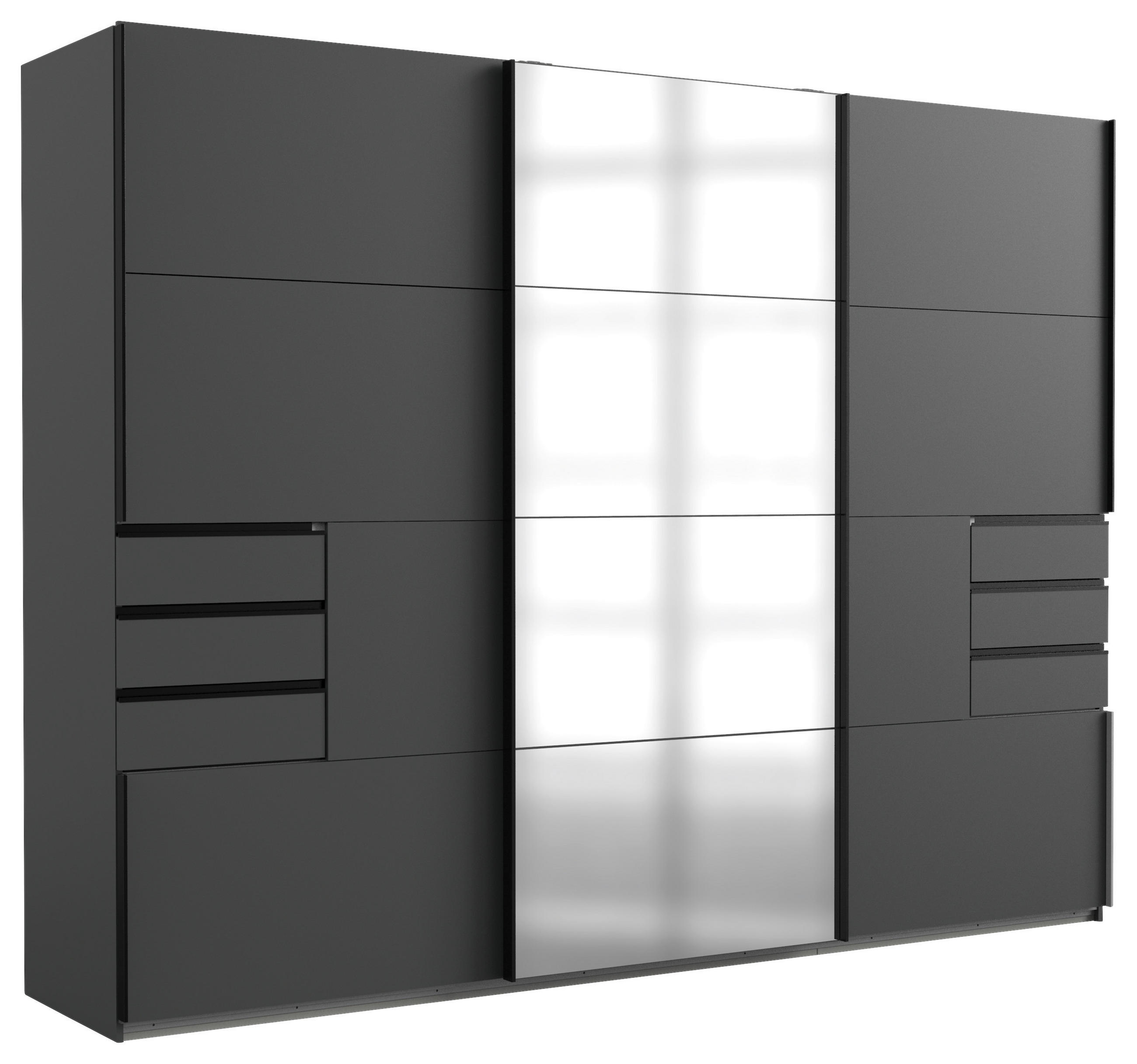 MID.YOU ŠATNÍ SKŘÍŇ SE ZRCADLEM, antracitová, čiré, 270/210/64 cm