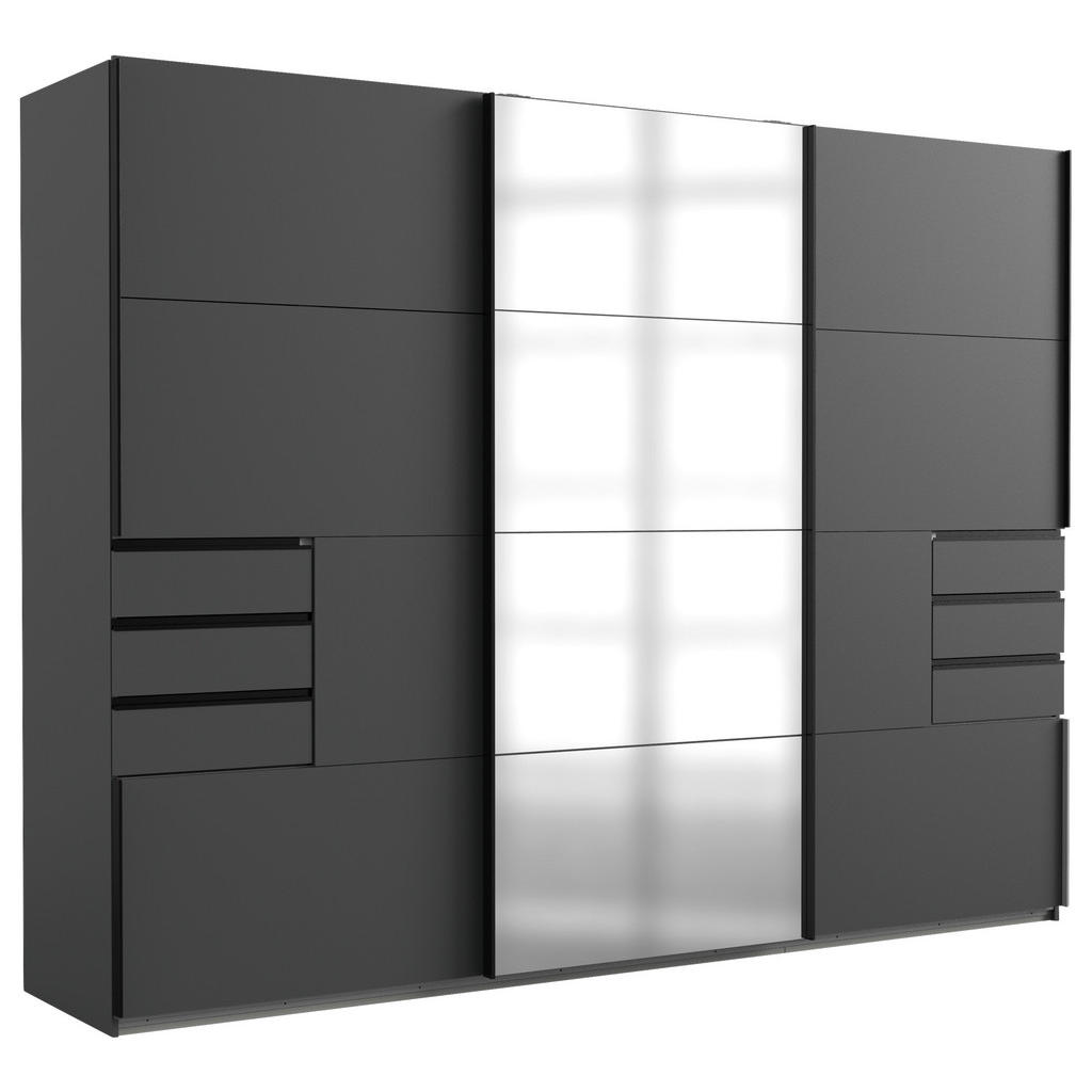 P & B SKRIŇA SO ZRKADLOM, antracitová, číra, 270/210/64 cm