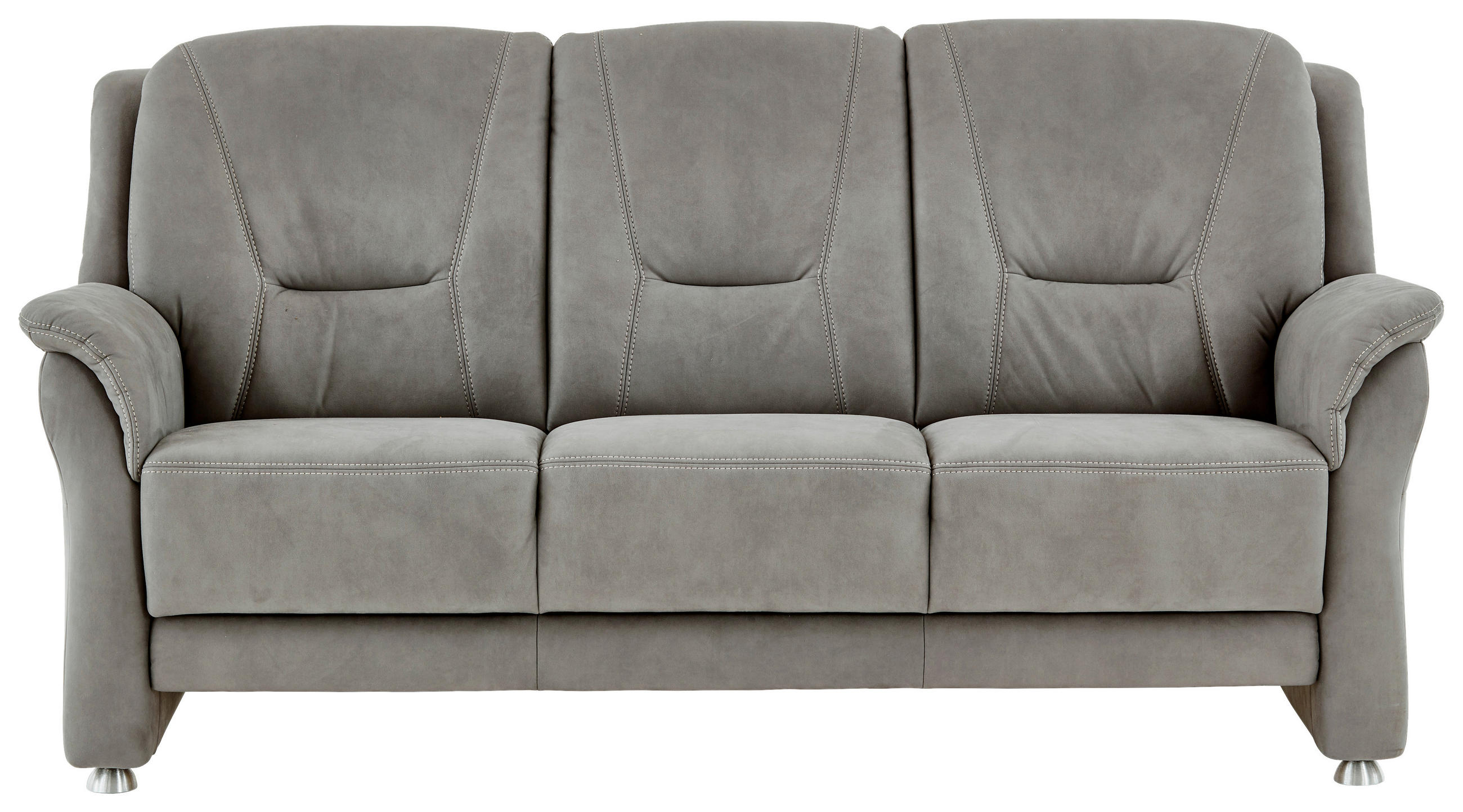 3-SITZER-SOFA Mikrofaser Grau  - Beige/Alufarben, Konventionell, Textil/Metall (198/100/89cm) - Beldomo Comfort