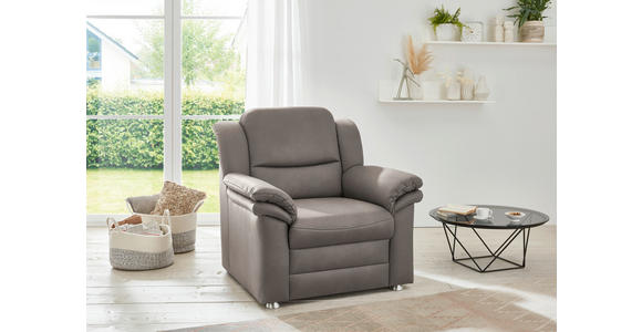 SESSEL in Mikrofaser Grau - Beige/Alufarben, Design, Textil/Metall (94/96/92cm) - Carryhome