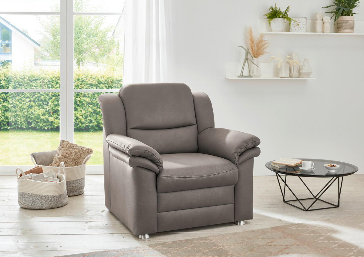 SESSEL Mikrofaser Grau    - Beige/Alufarben, Design, Textil/Metall (94/96/92cm) - Carryhome