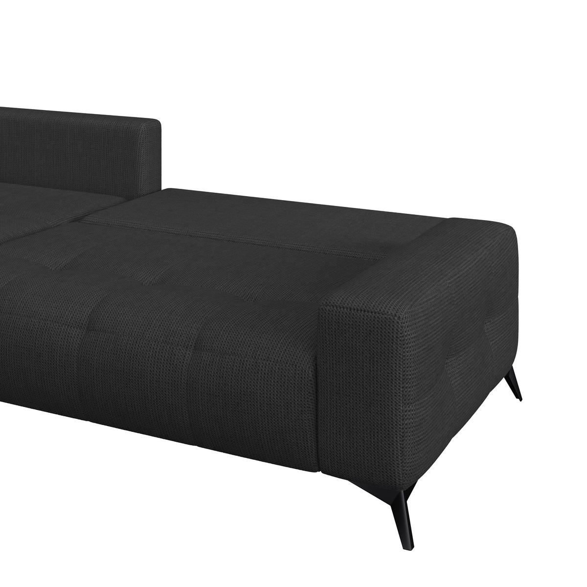 ECKSOFA MAURO Schwarz Flachgewebe  - Schwarz, Trend, Textil/Metall (175/290cm) - MID.YOU