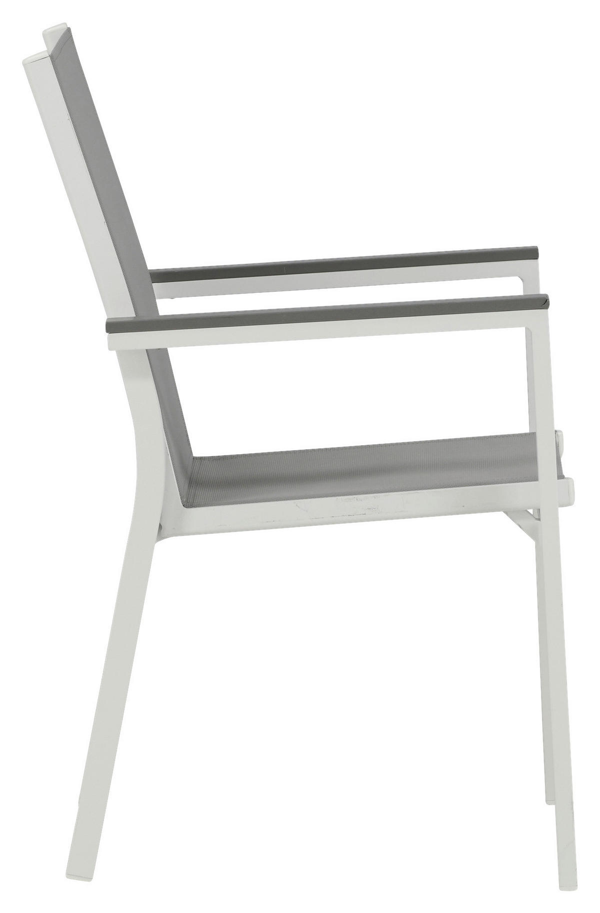 GARTENSTUHL-SET Aluminium Grau, Weiß  - Weiß/Grau, KONVENTIONELL, Textil/Metall (57/90/60cm) - Gardenson